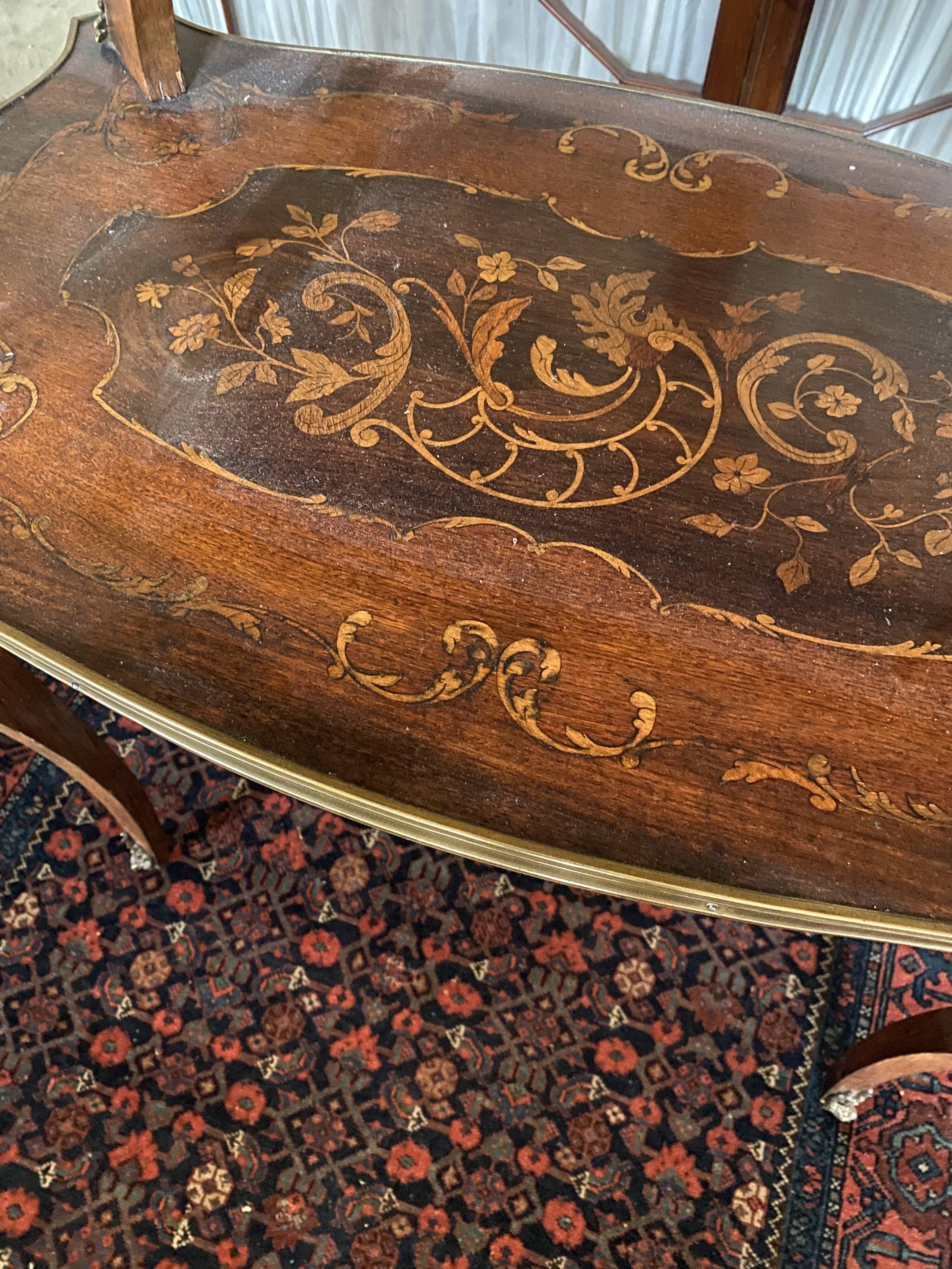 Dessert, rosewood marquetry tea table.