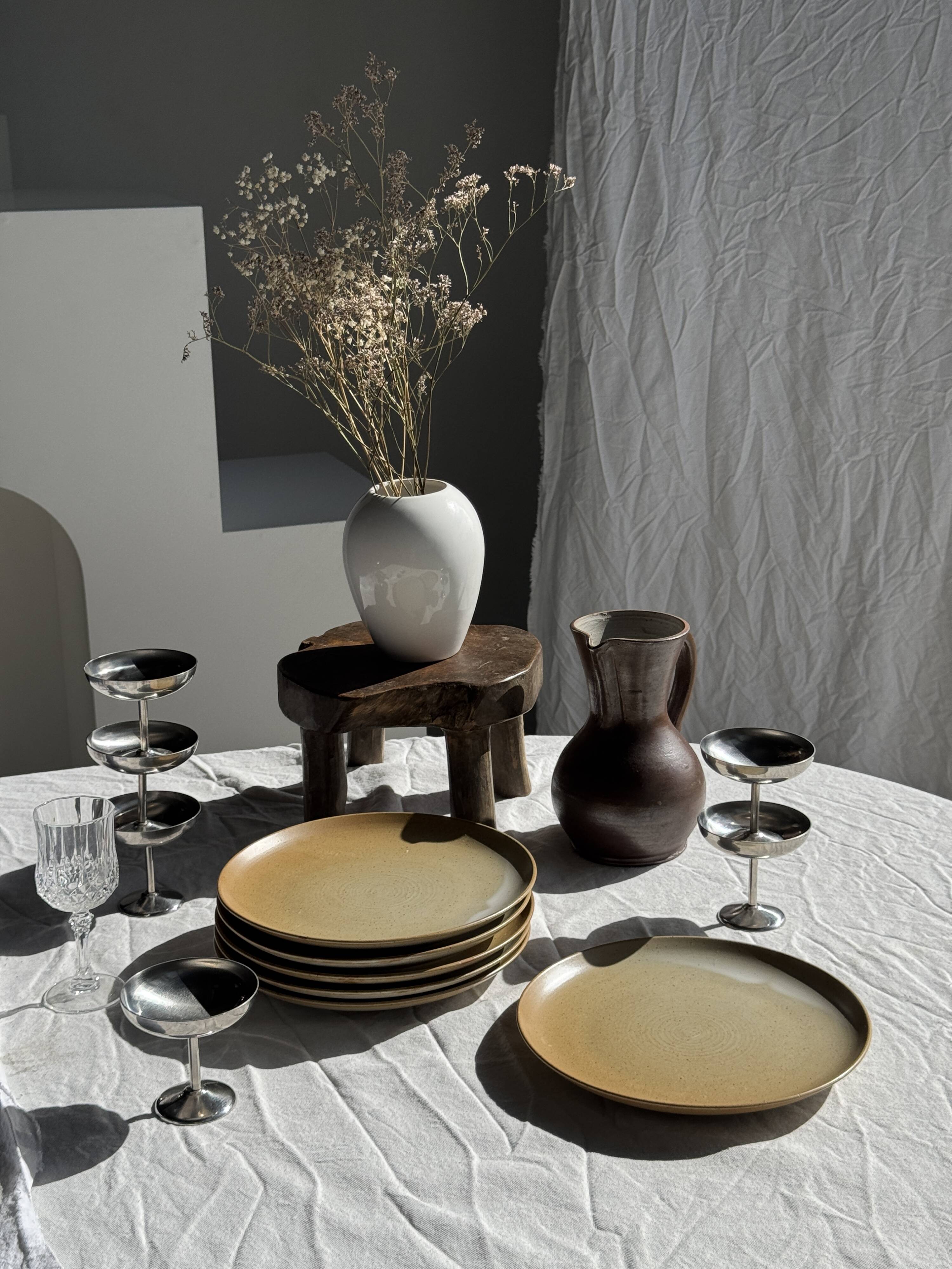 Set of 6 stoneware plates Village France D24