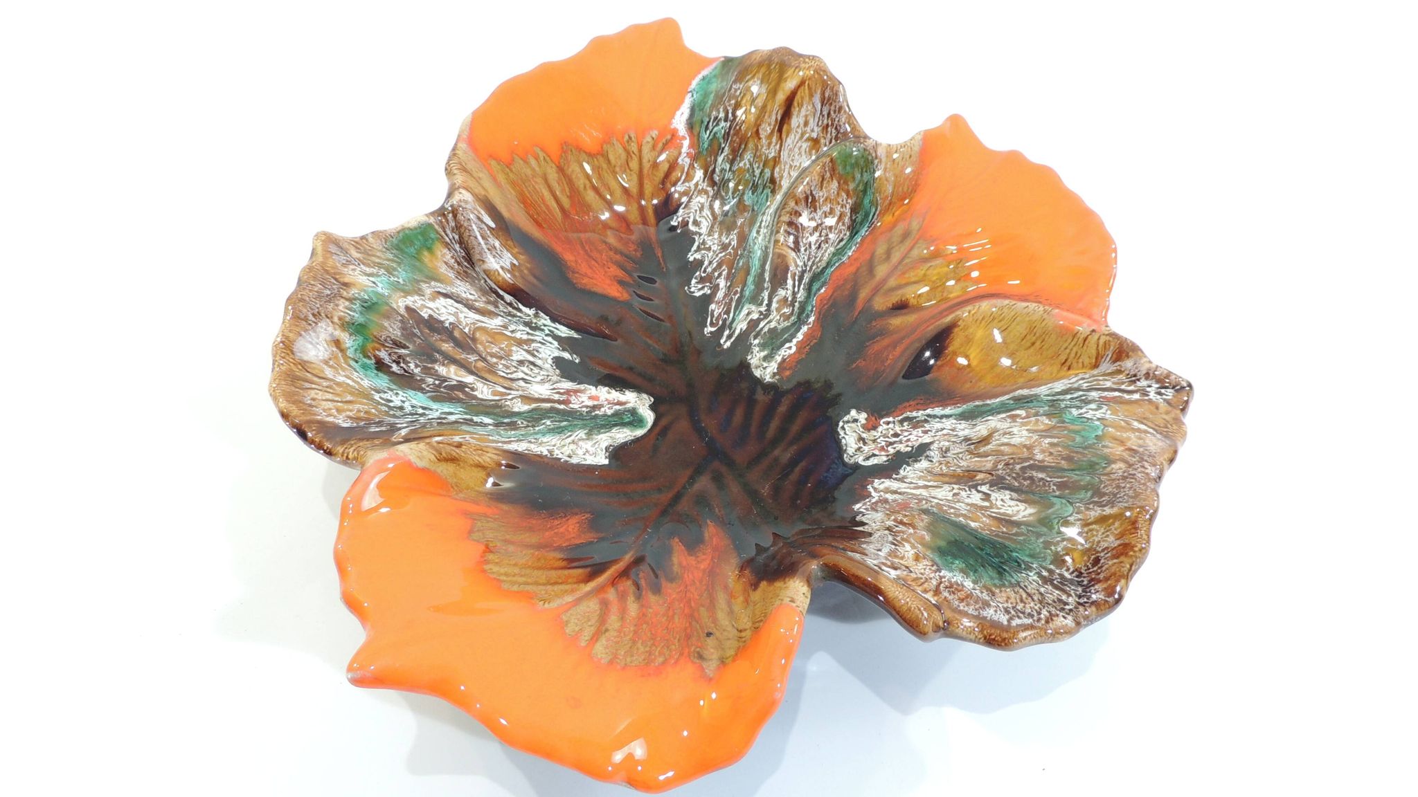 Grand plat feuille style vallauris/vintage