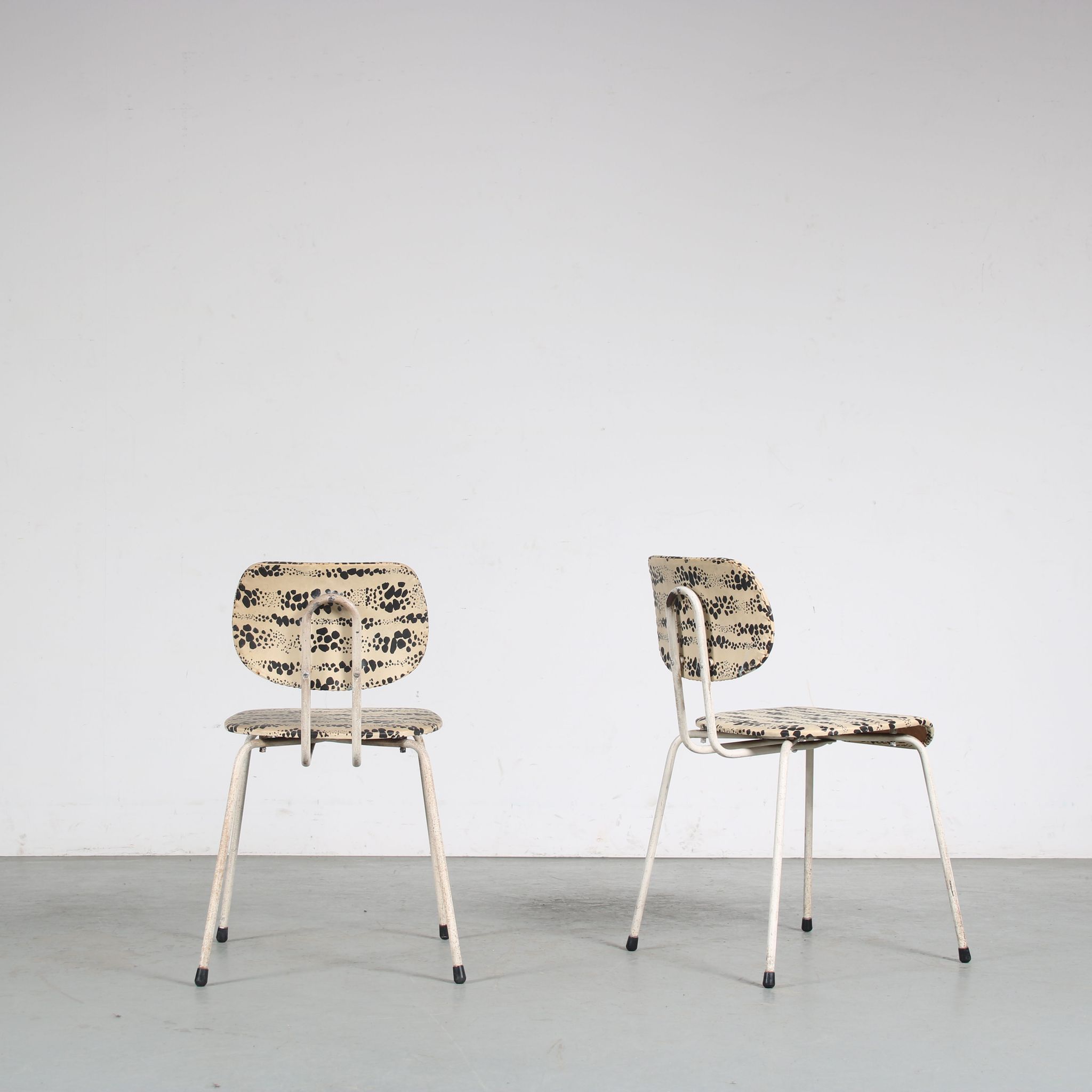 Pair of Willy van der Meeren side chairs for Tubax, Belgium, 1950