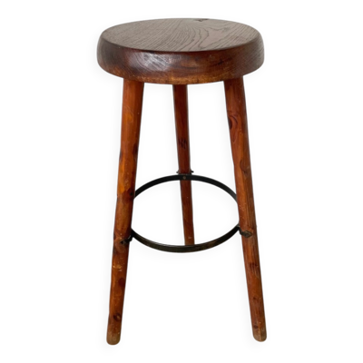 Tabouret haut en chêne tripode