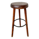 High tripod oak stool