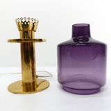 Lampe scandinave Hans-Agne Jakobsson laiton et verre violet B 102