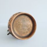 Copper jug with lid and brass handle, large copper jug with relief