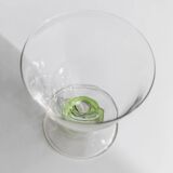 Ensemble de 6 verres à cocktail en verre de Murano vert vintage : verres à tige à bulles, années 1970, style italien du milieu du siècle.