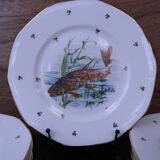 Set of 9 flat plates Limoges Fish service