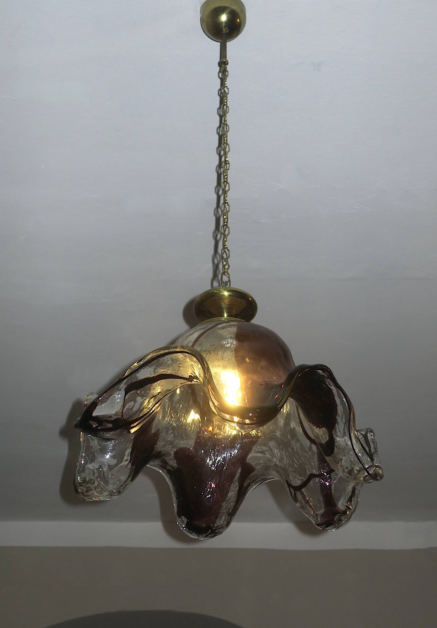 Large art glass pendant light, Pertti Santalahti for Humppila, Norway 1960s