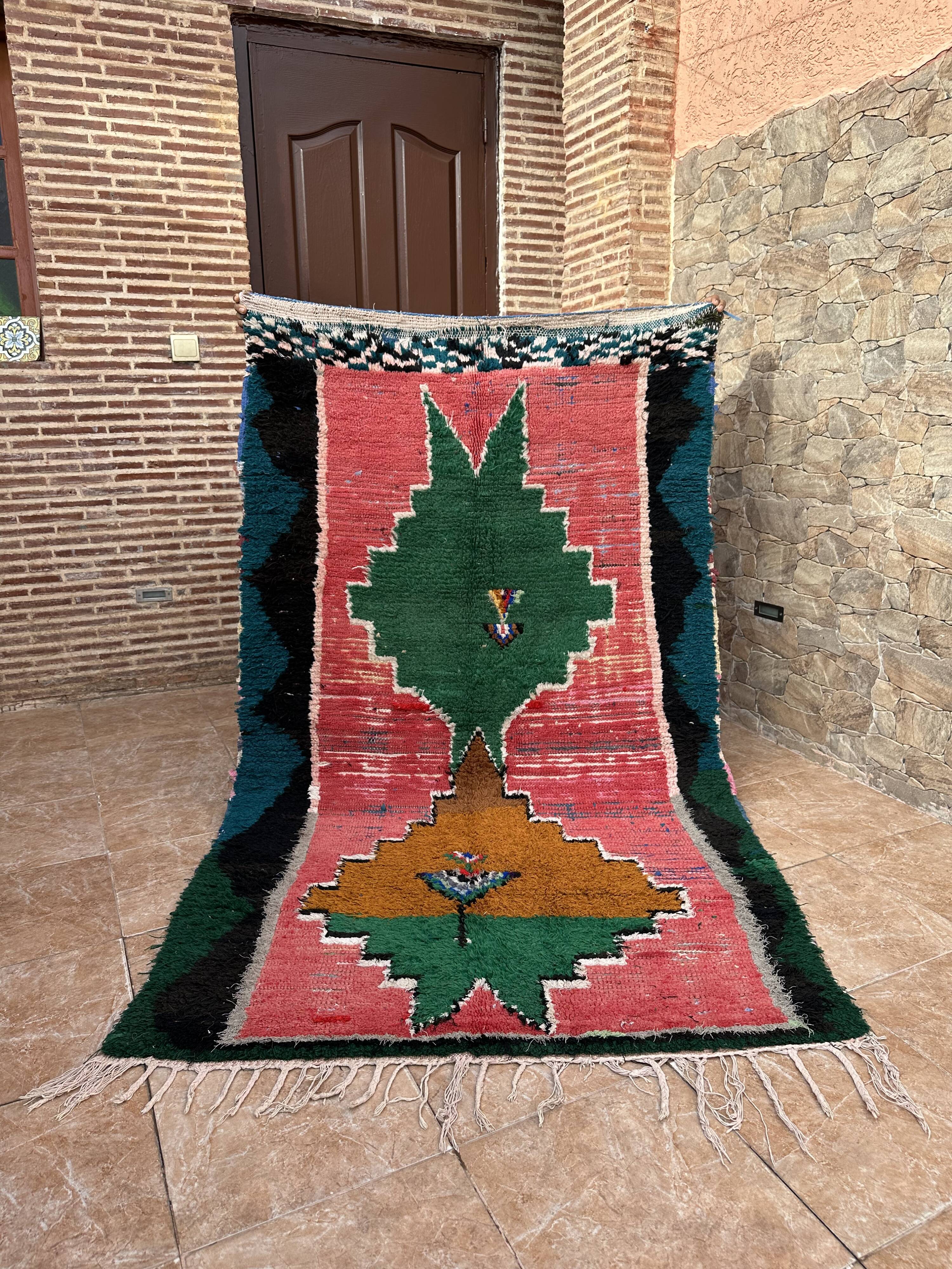 Unique Moroccan rug - Vintage Art Deco rug - Boucharouit rug