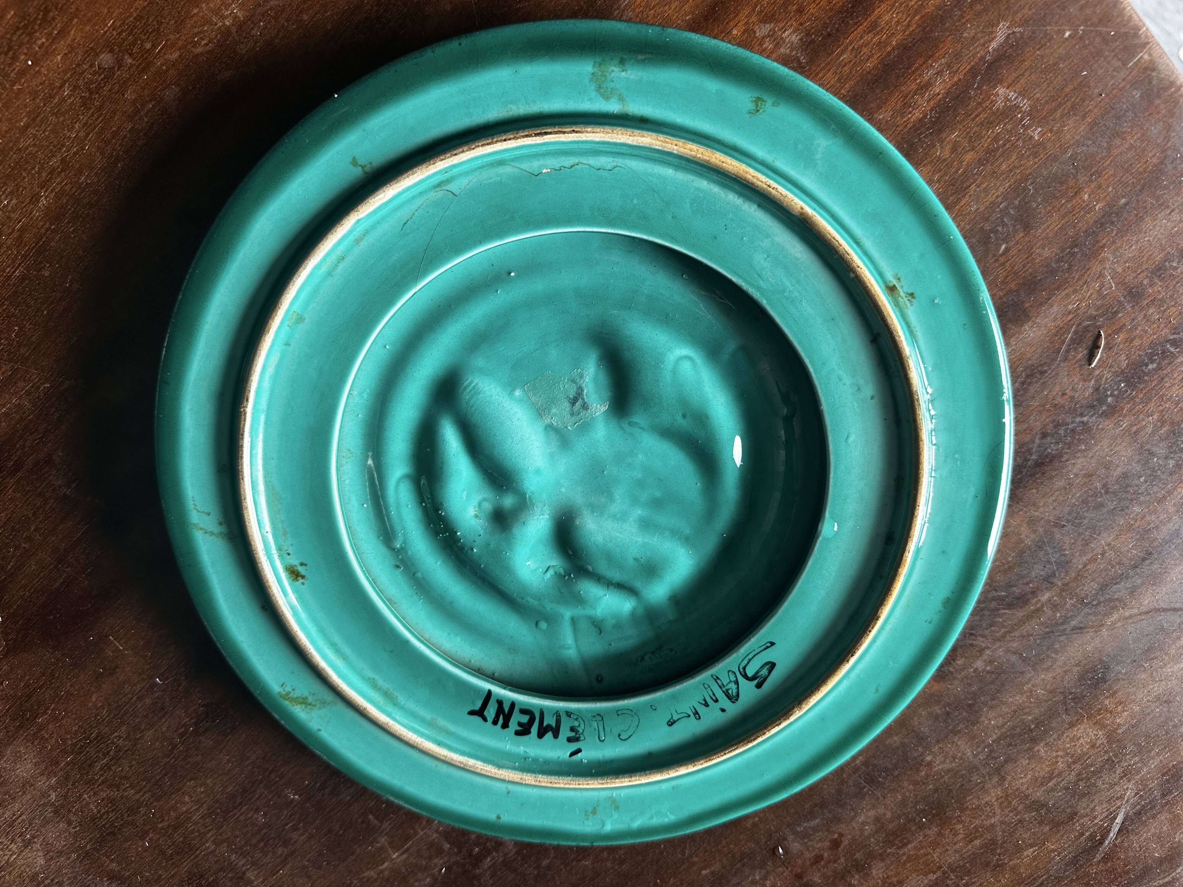 Art Deco trivet in green glazed earthenware - Saint Clément