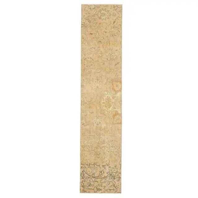 1970s Vintage Turkish Hand-Knotted Wool Cotton Orange Runner Rug 61x286