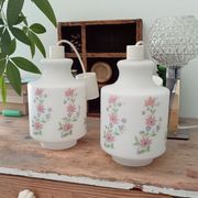 Pair of suspension vintage luminaire in opaline 60s