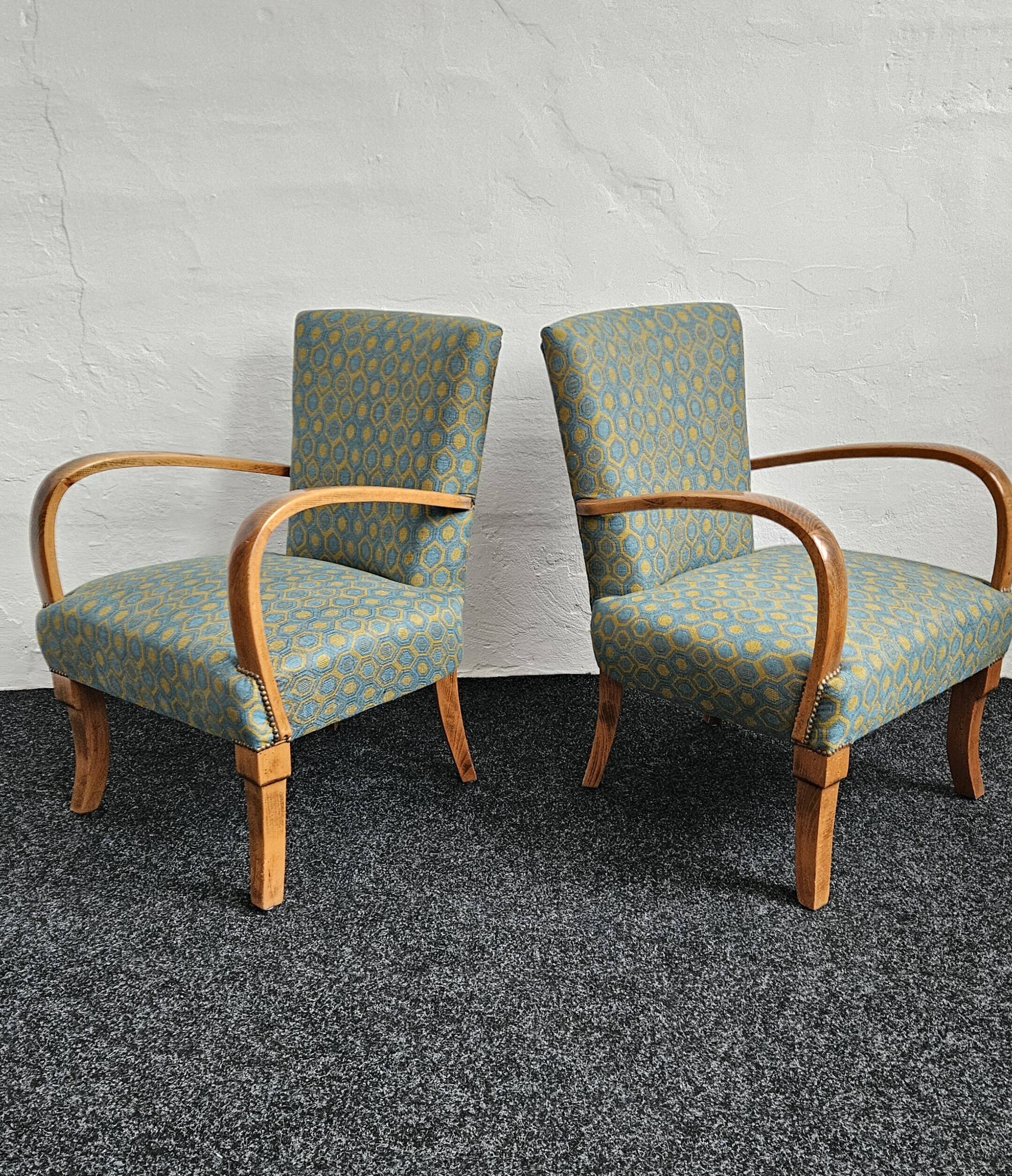 Fauteuils Art Déco et table Spider par Jindrich Halabala, 1940
