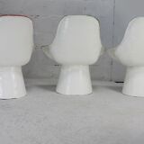 3 painted fiberglass “space age” armchairs. France, circa 1970