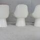 3 painted fiberglass “space age” armchairs. France, circa 1970