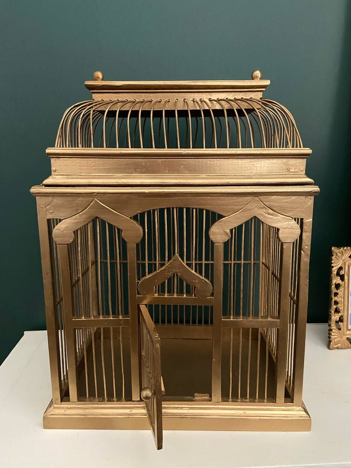 Cage à oiseaux vintage doré Colonial
