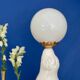 Vintage seal lamp in white ceramic and opaline.