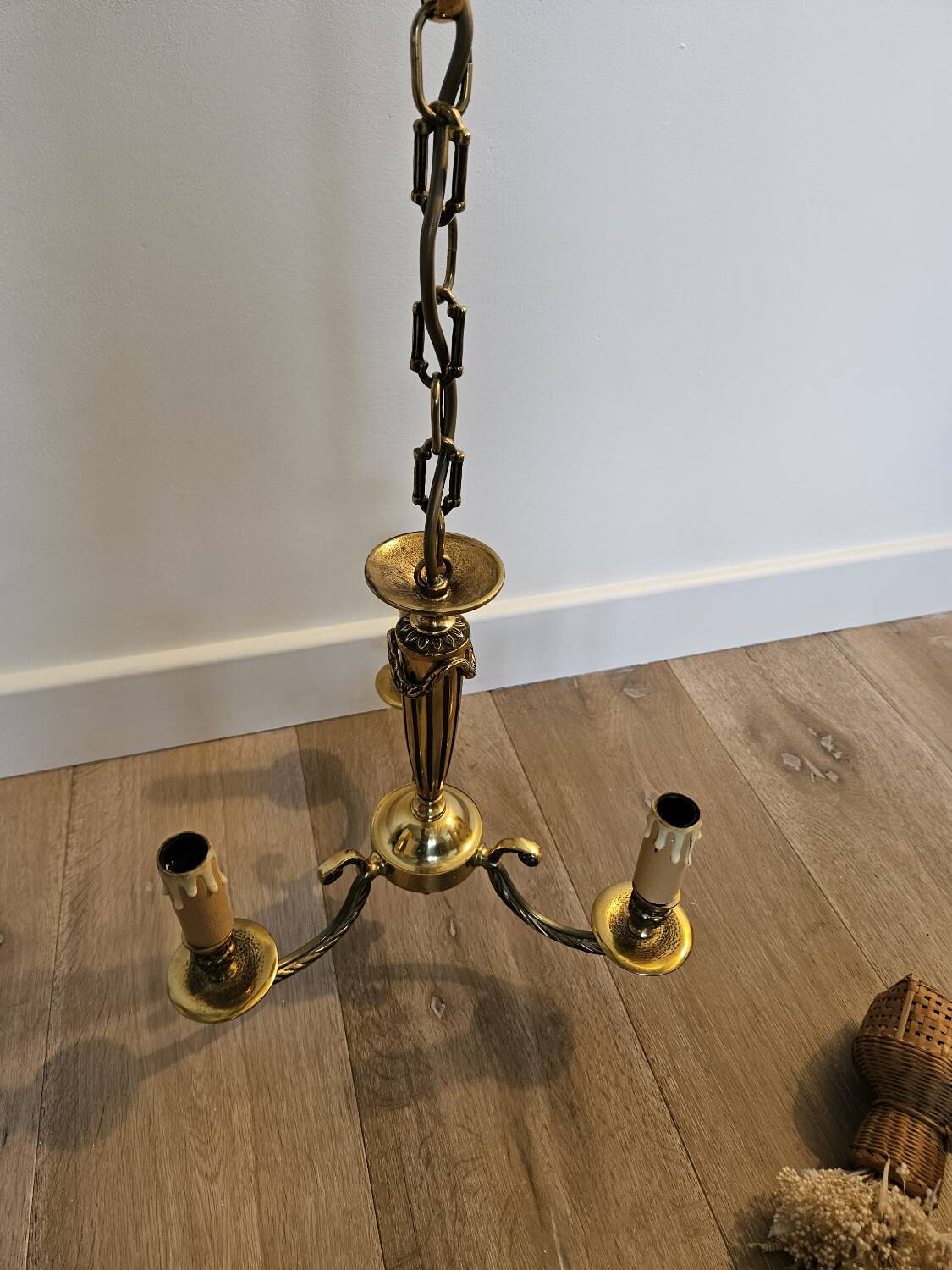 Louis XV style 3-light bronze chandelier