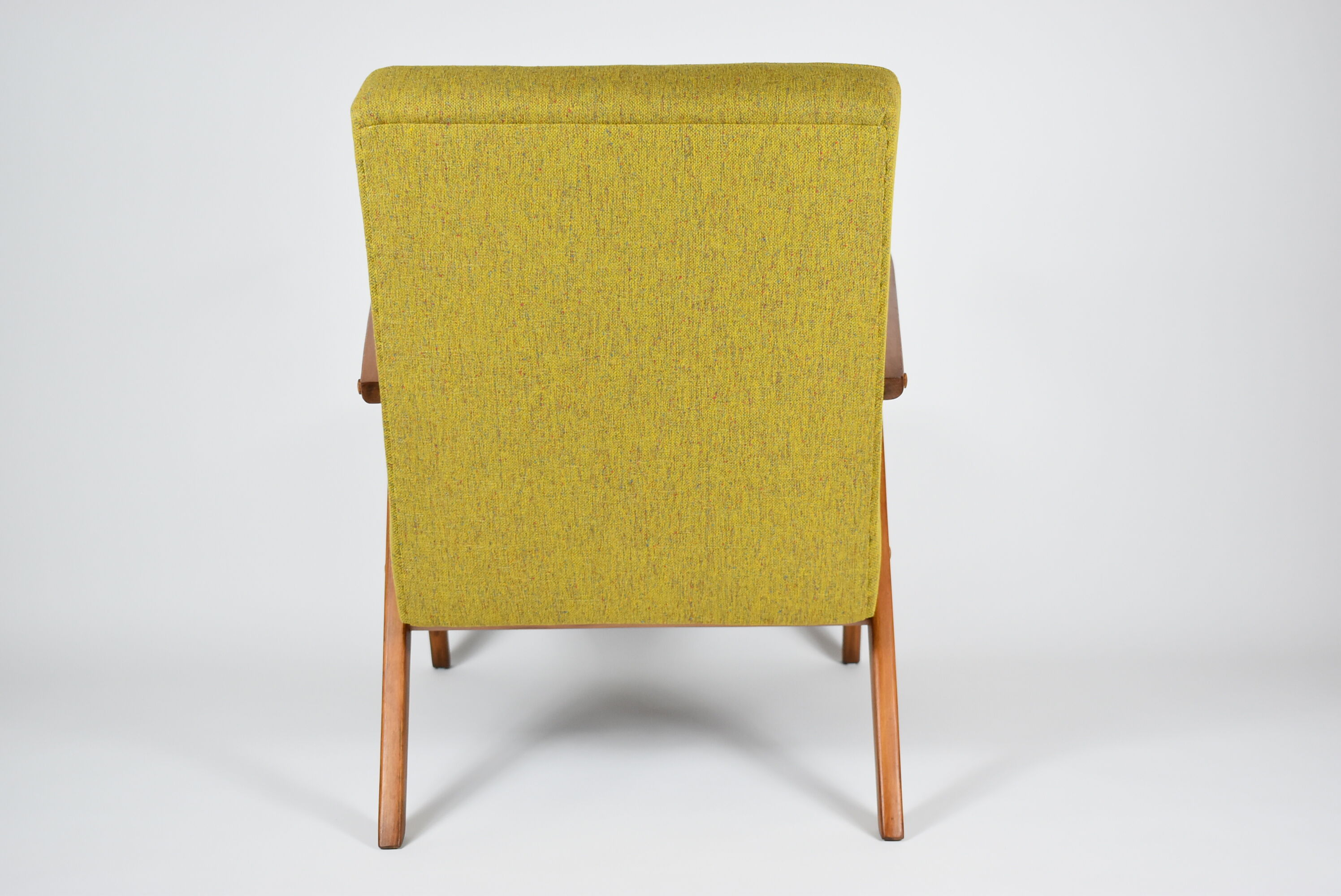 Fauteuil des années 60 Compas, restauré, moutard jaune