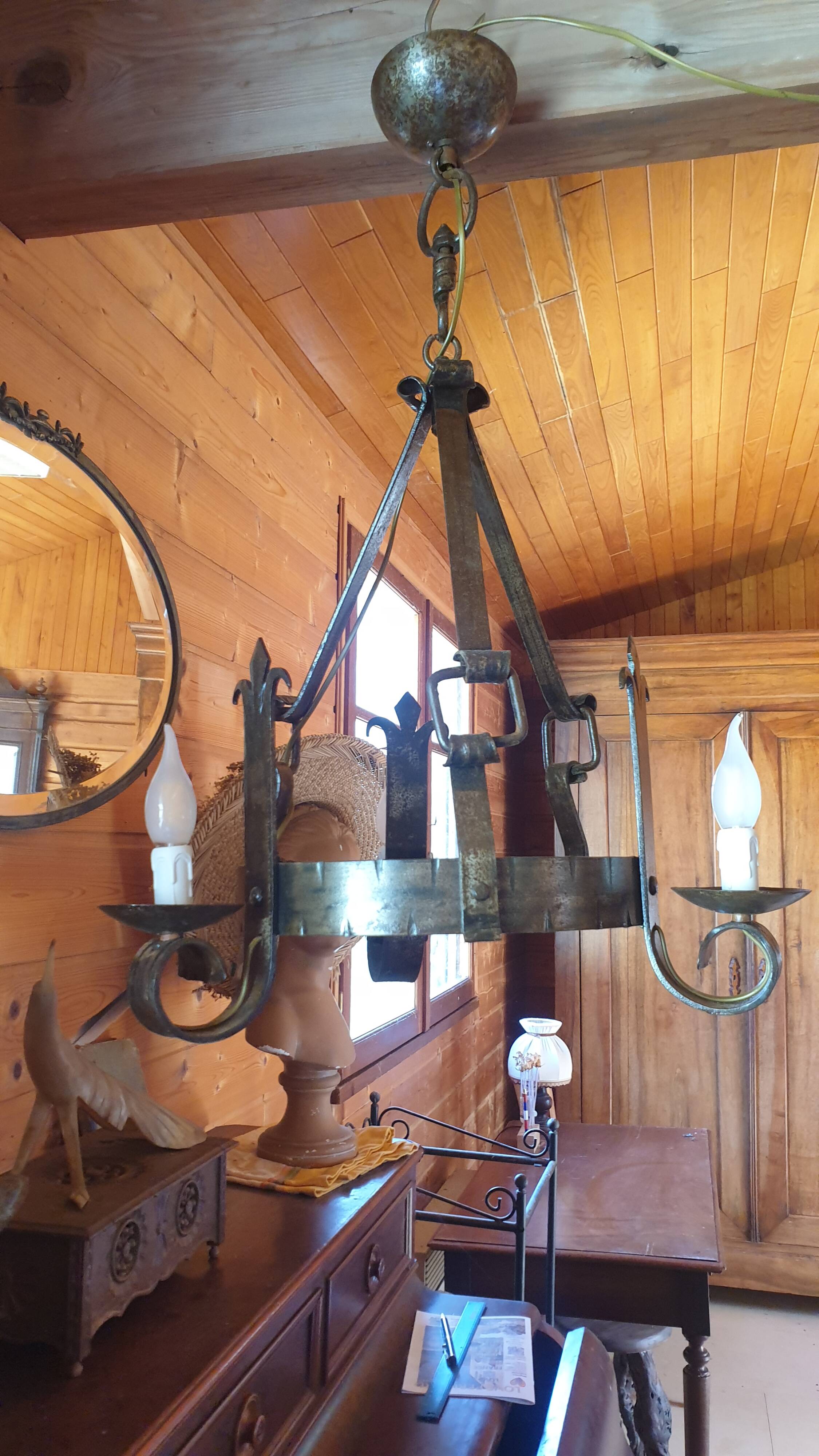 chandelier - wrought iron ceiling light - medieval style