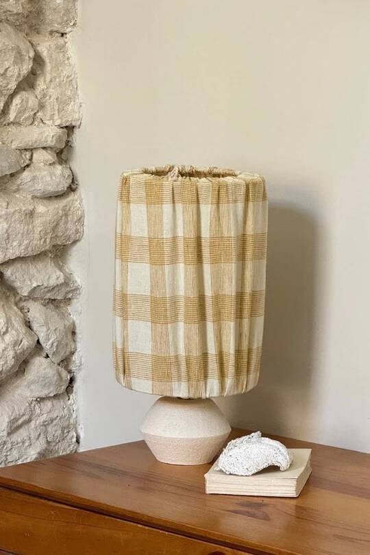Pitchoun à poser - jaune à carreaux - grès chamotté