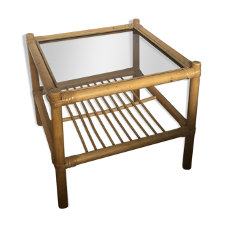 Bamboo coffee table and glass