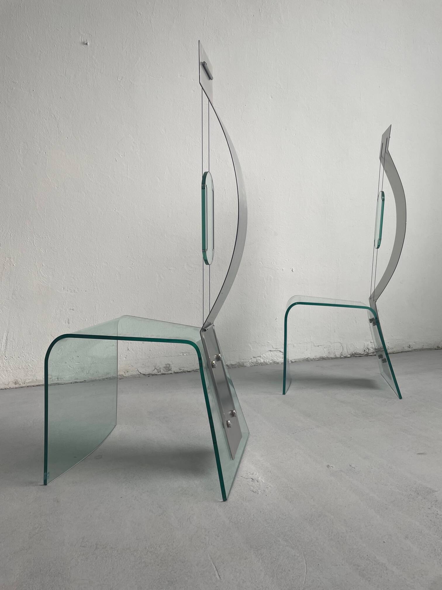 Chaise sculpturale Zero de Marco Baldanello, verre et acier, Italie, années 1990