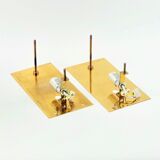 Scandinavian Mid Century Bubble Glass & Brass Wall Lamps by C. Fagerlund