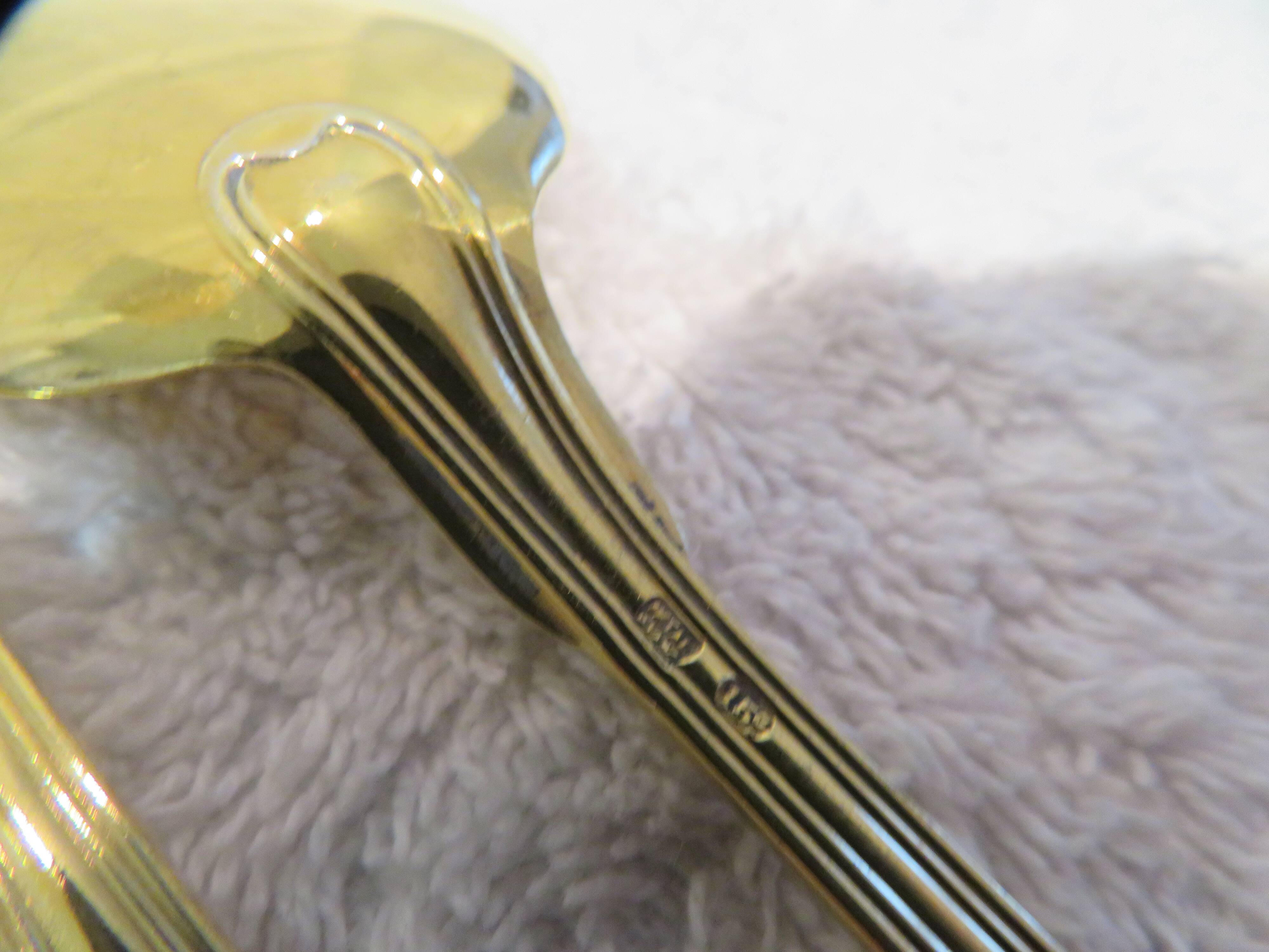 12 gold metal ice cream scoops with net decoration 14.6cm