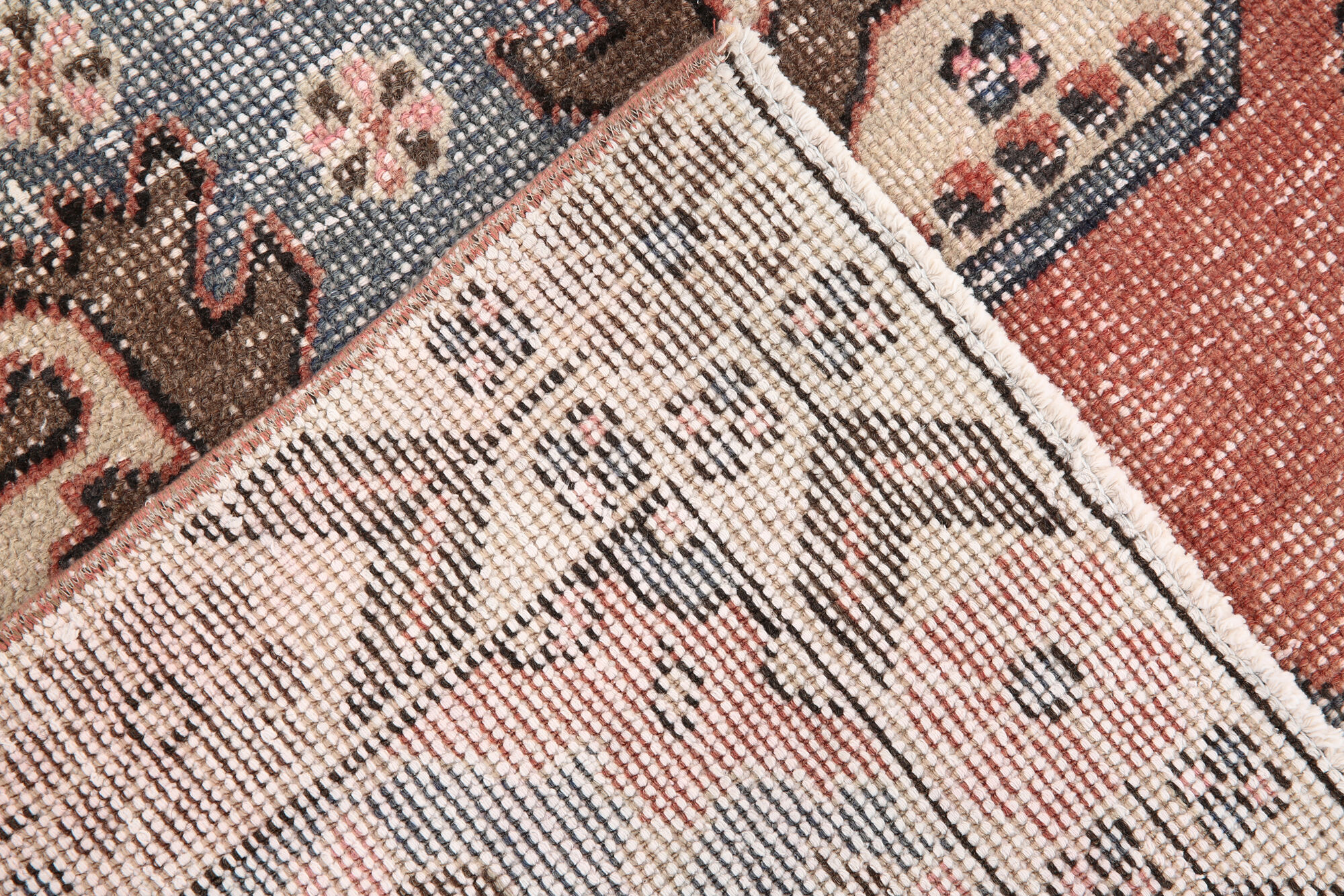 4x7 red & beige vintage rug, 122x207cm