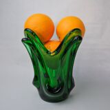 Vase seguso en verre de murano vert, italie, 1960