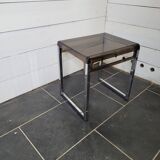 End table with chrome foot and plexiglass top from the 70s