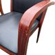 6 contemporary bridge chairs in mahogany wood and black leather