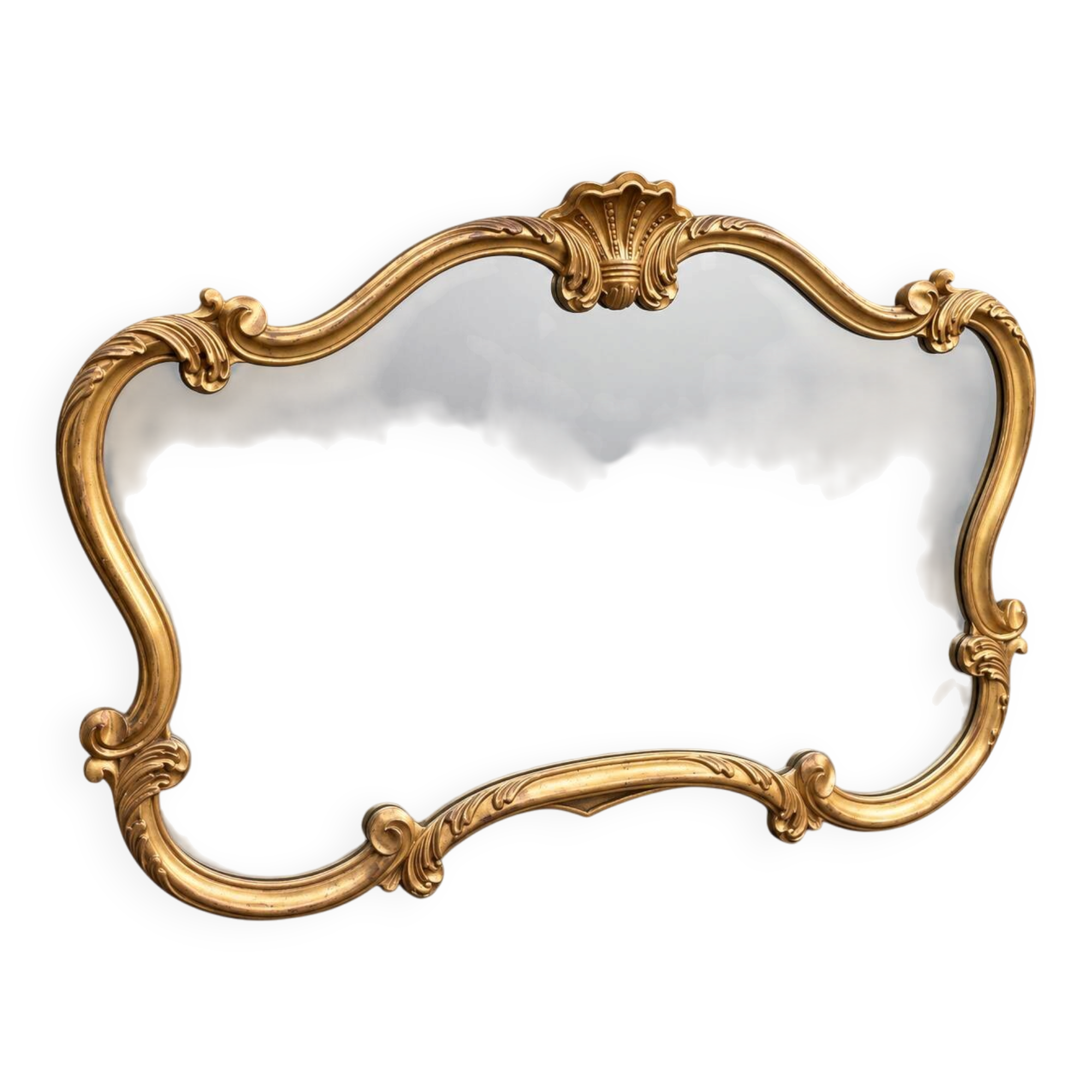 Large antique gilded mirror in Louis XV / rococo style.