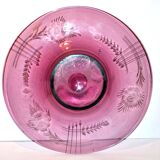 Portieux vallerysthal, large fruit bowl in purplish pink glass 1930-1940