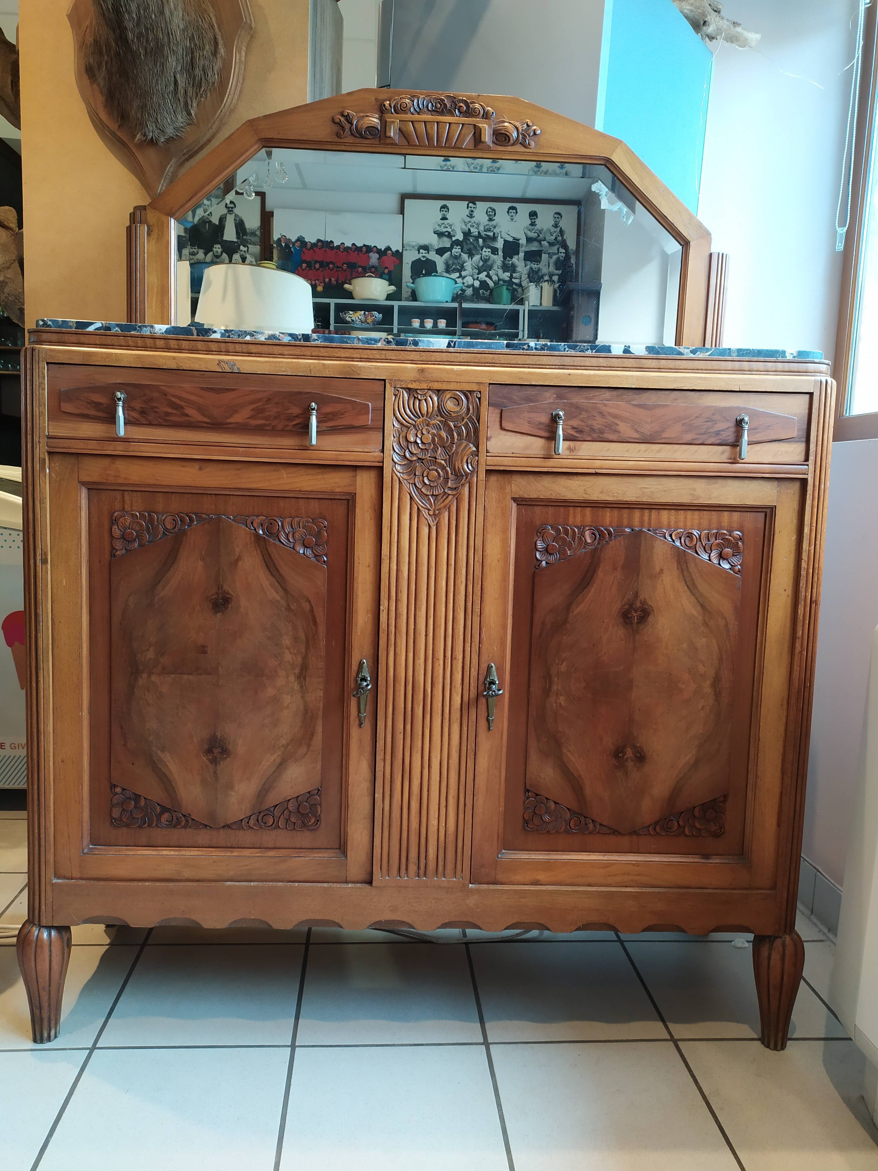 Art Deco sideboard on marble