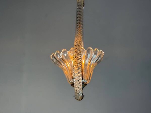 Lustre vénitien en verre de Murano incolore et laiton, vers 1950
