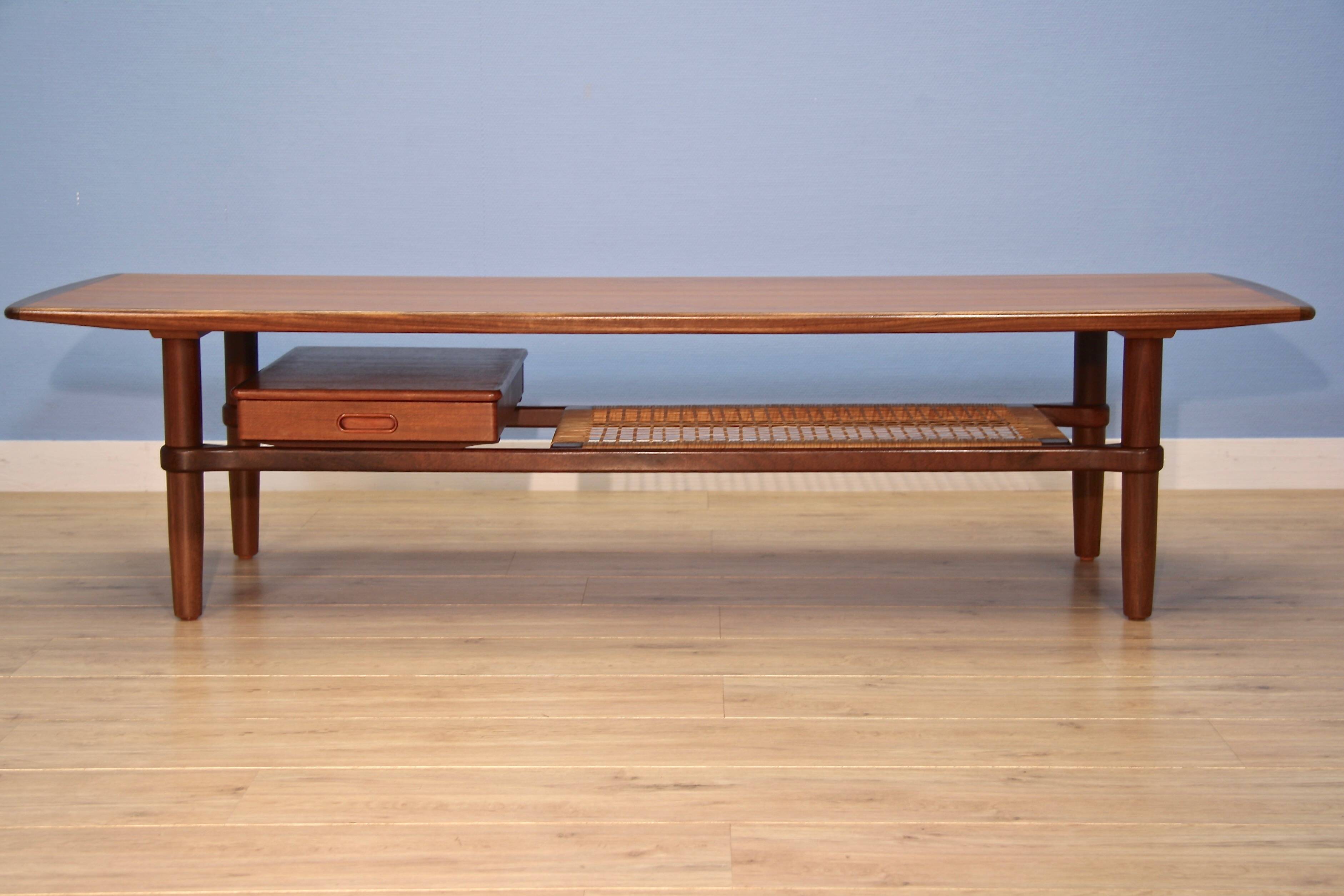 Danish coffee table with drawer in teak, 1960s