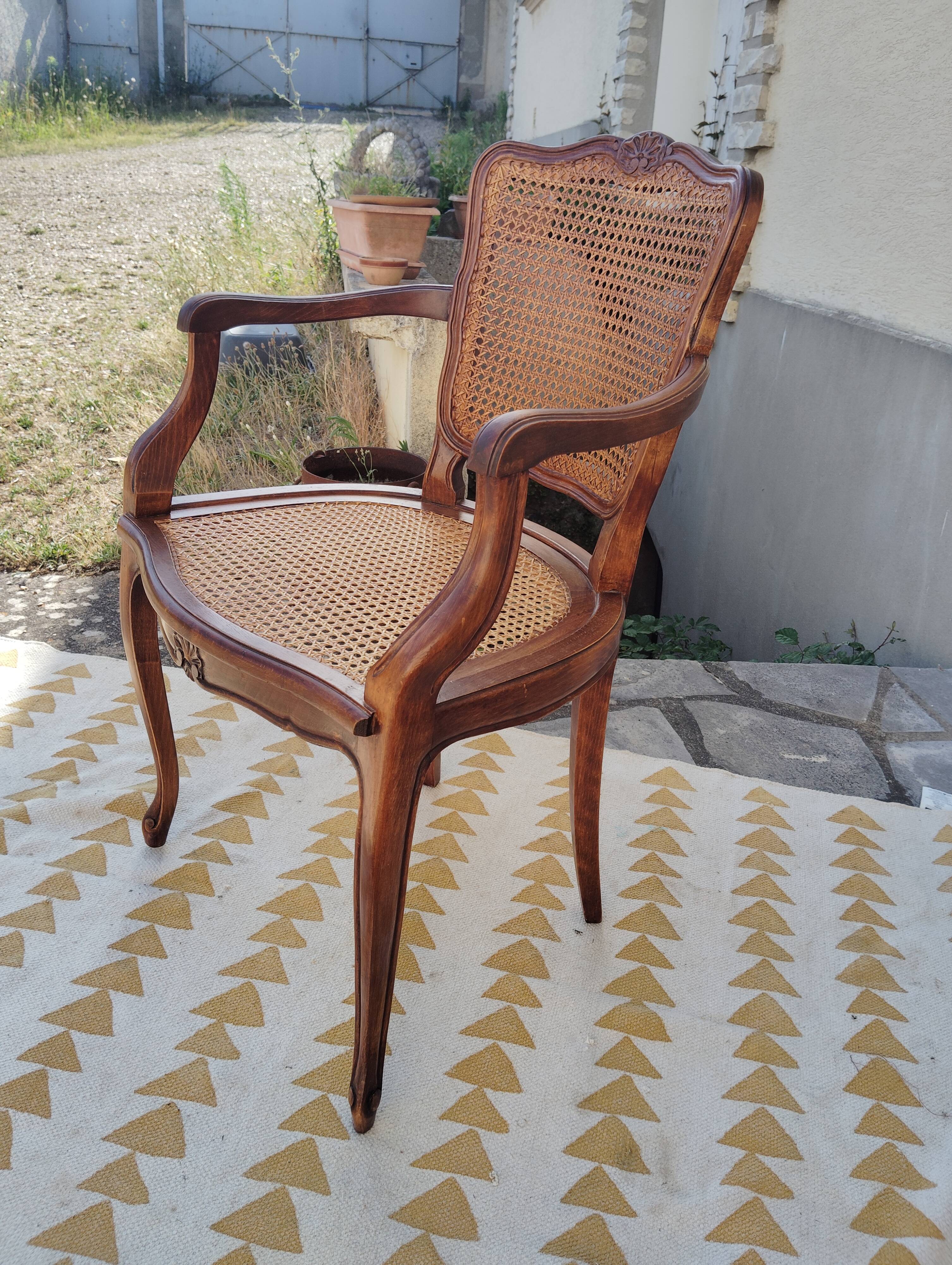 Louis XV caned armchair