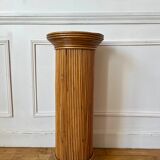 Pair of vintage rattan veneer columns
