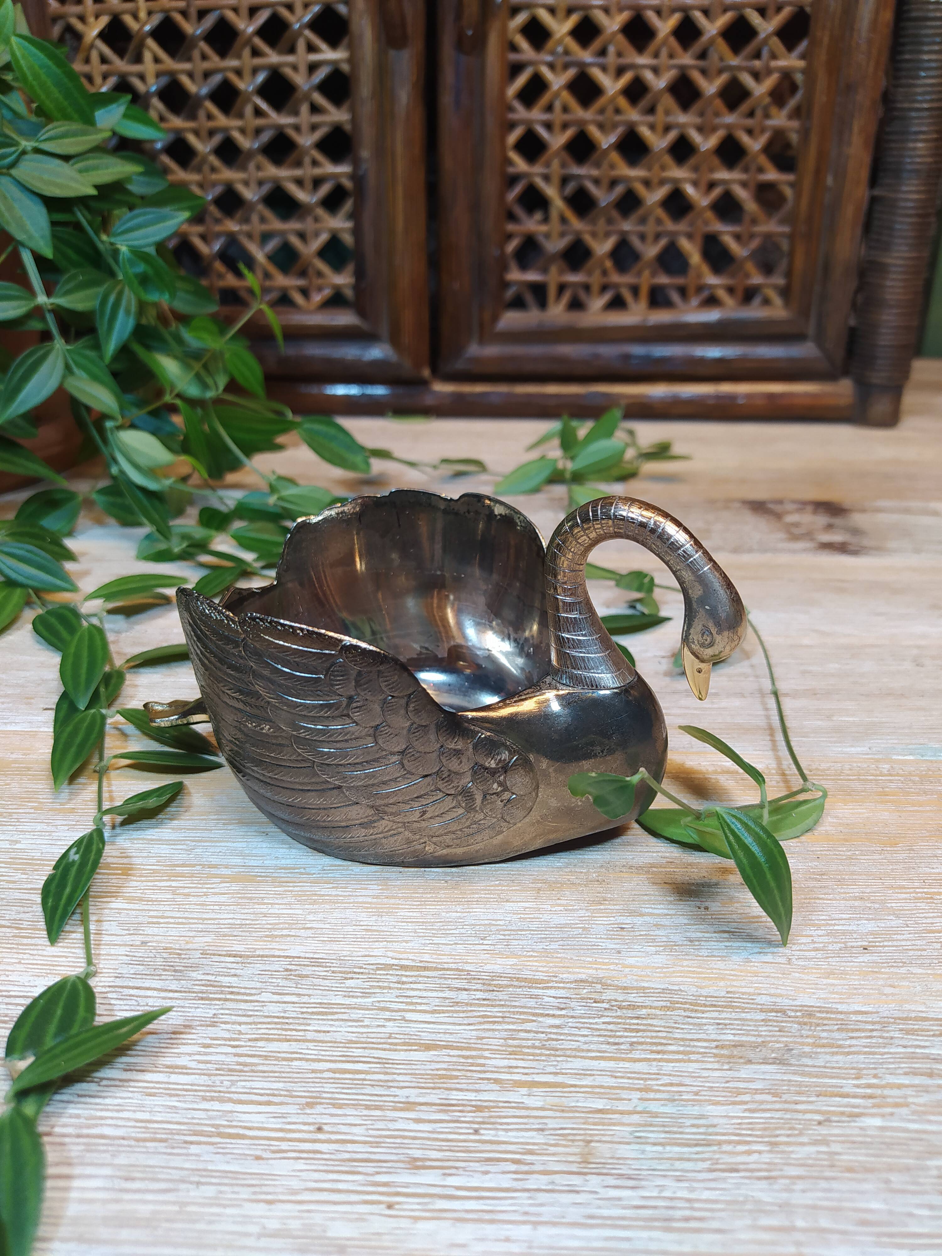Vintage decorative metal swan