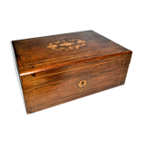 Boite coffret ancien en marqueterie de bois