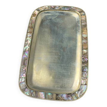 Abalone shell & alpaca tray, Mexico, 1970s