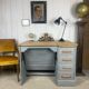Bureau escamotable chêne patine