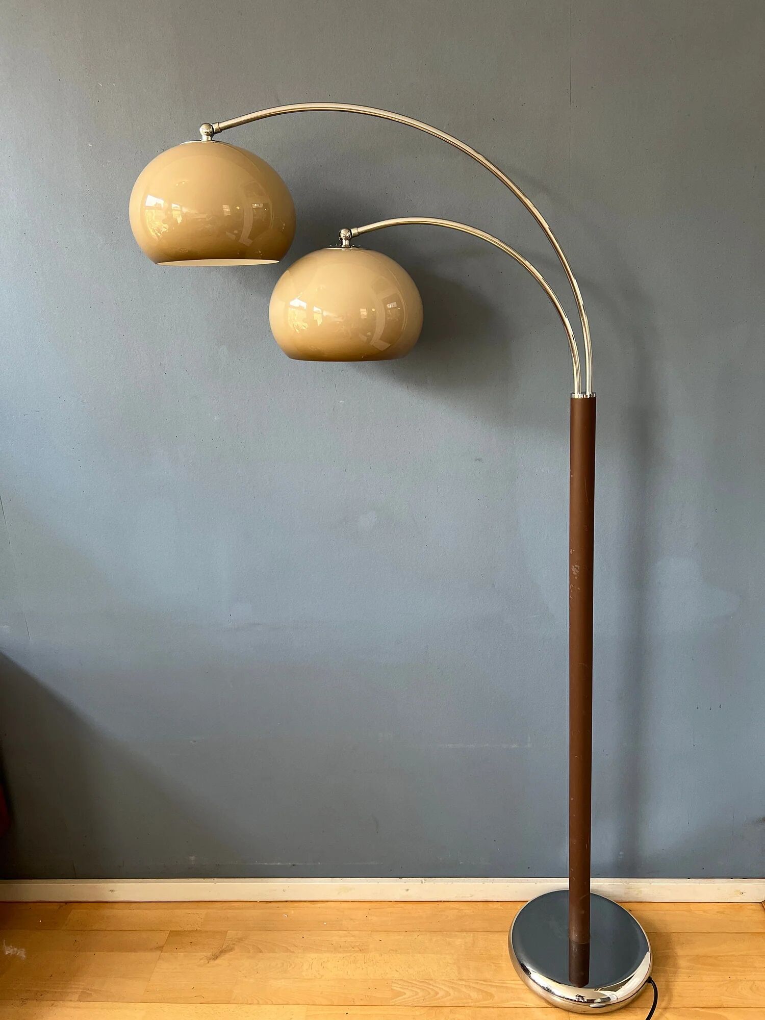 Mid-century Dijkstra double arc mushroom floor lamp