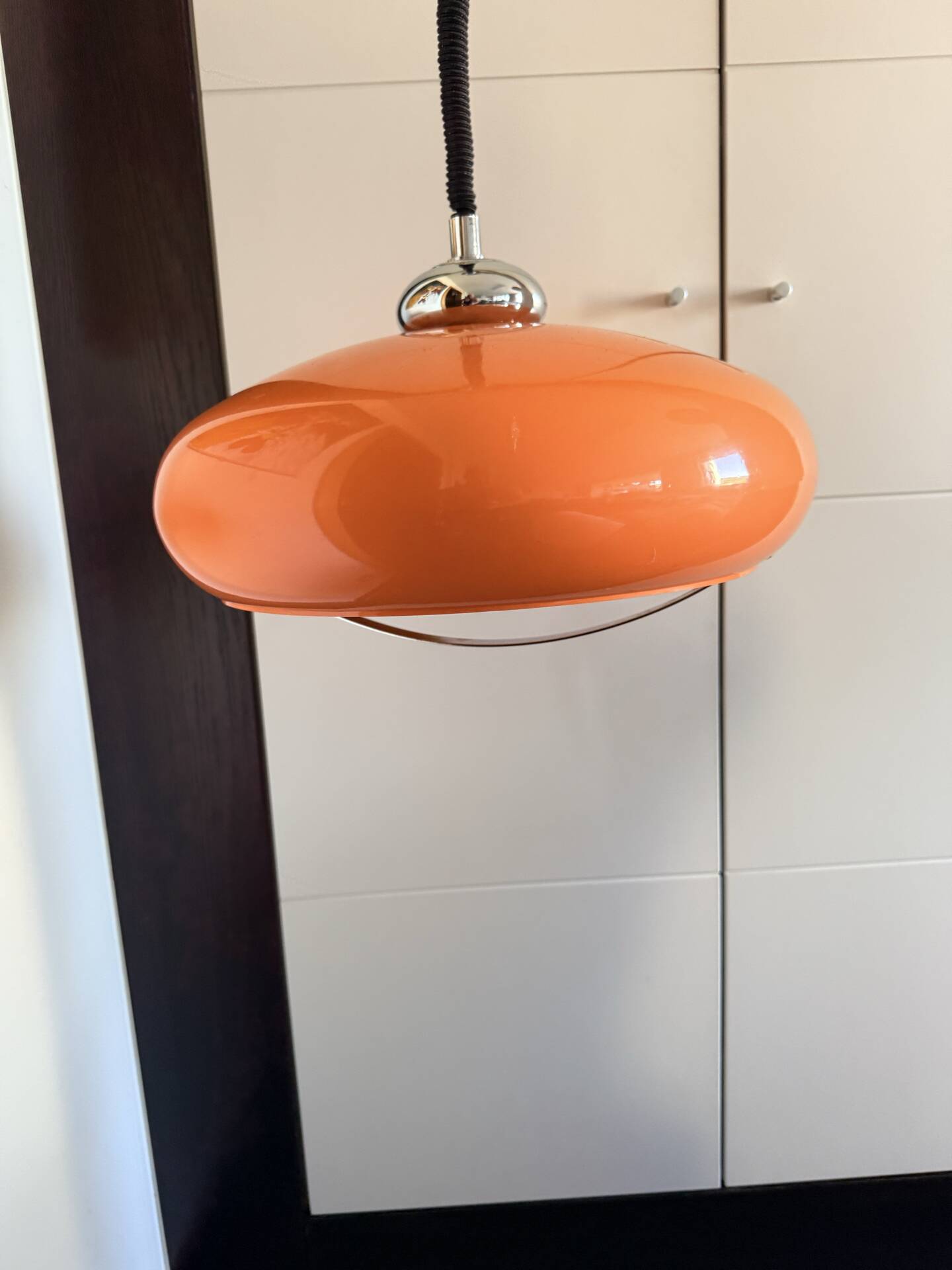 Suspension Space Age orange attribuée à Dijkstra Lampen