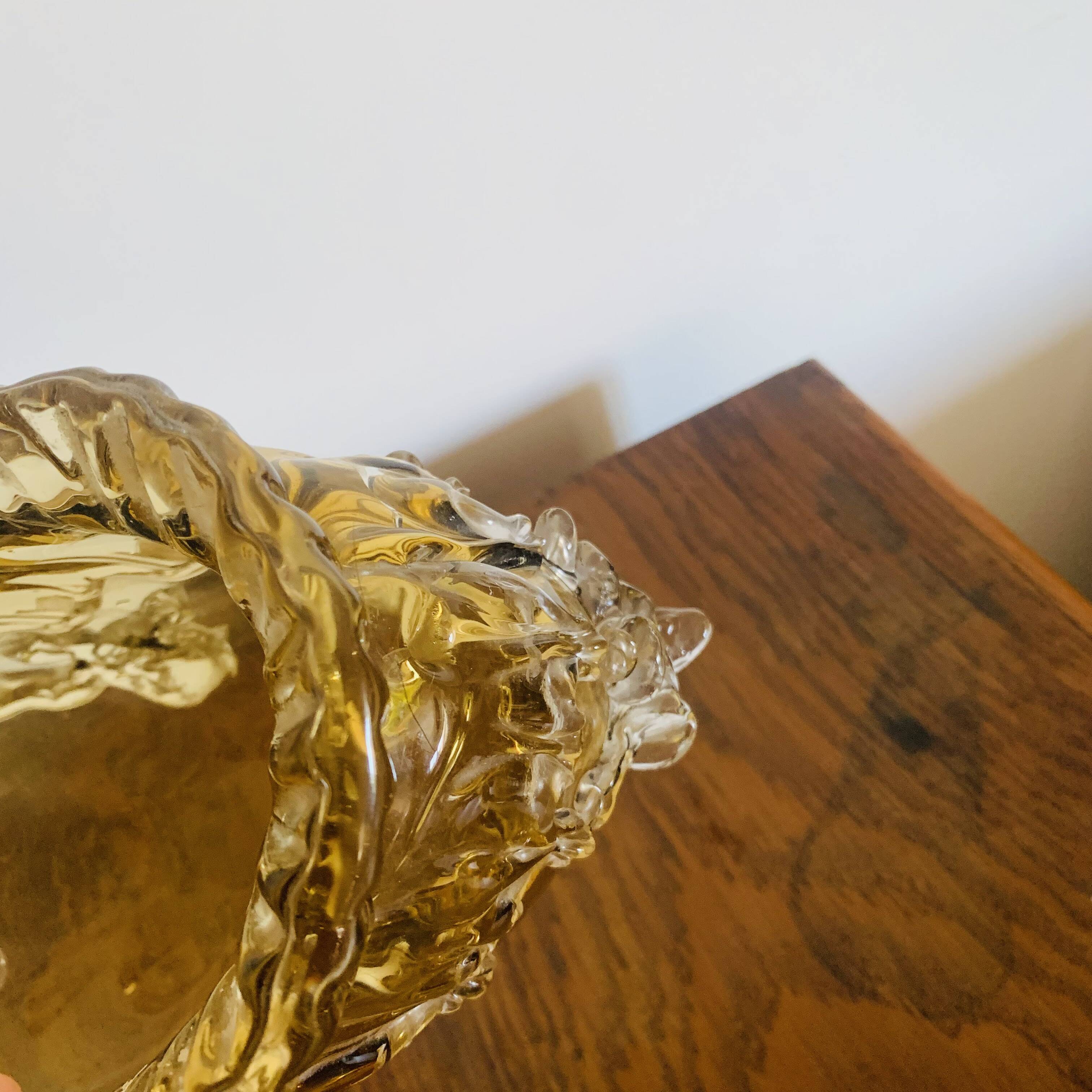Grande coupe vintage en verre ambré