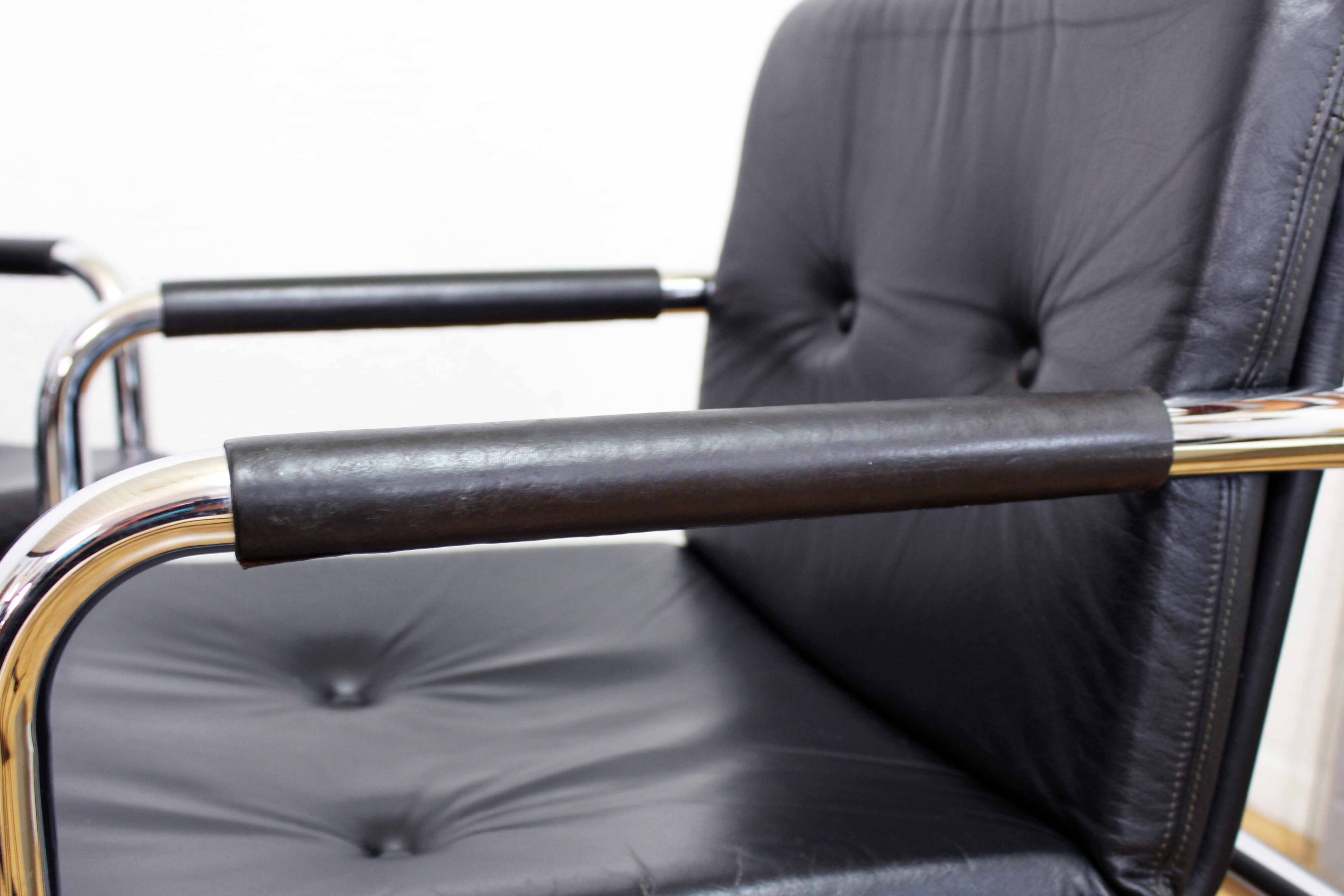 Set of 4 Bauhaus leather armchairs