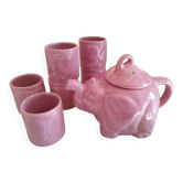 Théière éléphant et ses tasses