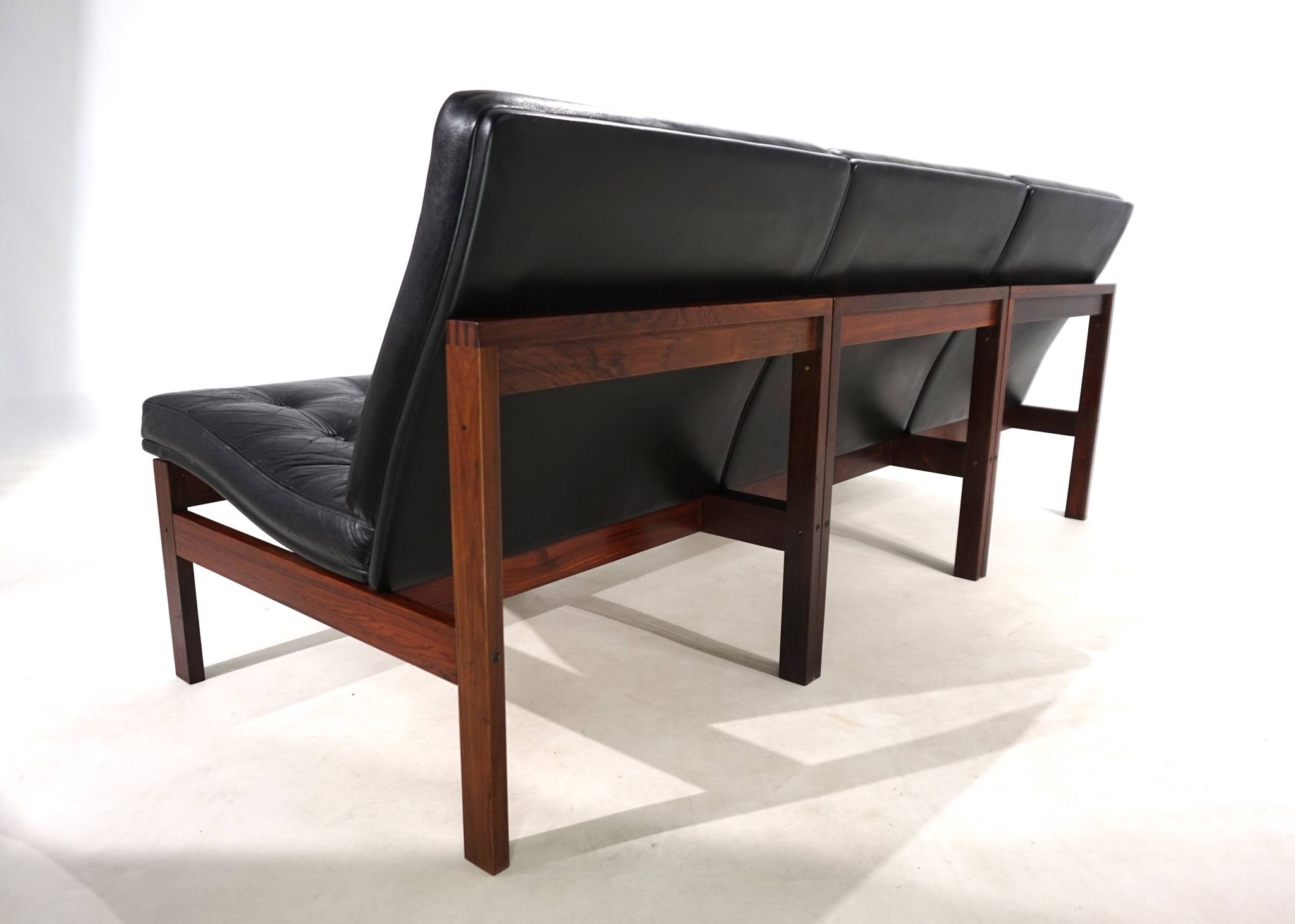 France & Son Set of 3 Modular Leather Armchairs by O. Gjerløv-Knudsen/T. Li