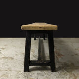 Painted wooden bench, black base, L179 cm